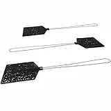 Hausfelder Fliegenklatsche PRO 3 Stück extra stark und stabil, Design Metall Fliegenklatschen schwarz für Insekten wie Fliegen Mücken (3er Set in Schwarz)