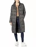 Amazon Essentials Damen Leichter, Langer Cocoon-Puffer-Wintermantel, Wasserabweisend, Durchgehender Reißverschluss, Dunkelgrau, S