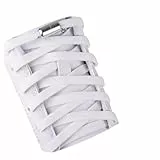 Olukssck 2 Paar elastische Schnürsenkel, flach, mit Metallverschluss, ohne Knoten, für Kinder und Erwachsene, Sportschuhe für alle Schuhe, weiß