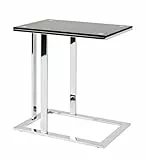 HAKU Beistelltisch Chrom schwarz Metall Couchtisch Sicherheitsglas 10 mm - Maße: B 54 x H 58 x T 37 cm Style: Modern