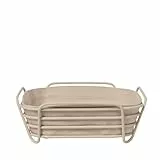 Brotkorb - DELARA - groß | Farbe Nomad | Moderner Brotkorb mit Baumwolleinsatz | Ideal für Brötchen & Gebäck | Stilvolles Design in Beige | waschbar | 26 x 26 x 9 cm