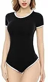 CutiePlusU Baumwolle Knopf im Schritt Bodysuits Erwachsene Strampler Basics Onesie Schwarz XXL