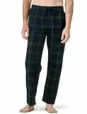 LAPASA Herren Schlafanzughose Karierte Pyjamahose, Long Relaxhose Loungehose Freizeithose M39 Wärmer, Baumwollflanell: Dunkelgrün Navy Blau, Medium