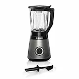 Bosch Standmixer, Smoothie Maker, 30,000 U/min, 1200 W, verbesserte Version, Made in Europe, Edelstahl-Messer, 1,5l Glasbehälter, spülmaschinenfeste Teile, VitaPower Serie 4 MMB6172SN