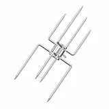 onlyfire Doppel-Fleischklammer, Fleischnadeln für Grillspieß Rotisserie, Drehspieß für 12mm Hexagon & 8mm und 10mm Quadratische Spießstangen, Hähnchengrill Grillgabel mit Feststellschraube