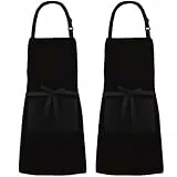 XIEJINJIA 2er-Pack Verstellbare Canvas Schürzen mit 2 Taschen Kochschürze Kochen Backen Garten für Frauen Männer Schwarz