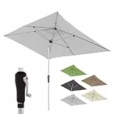 Doppler Sonnenschirm für den Garten SL-AZ Auto Tilt 190x290 cm Hellgrau I Gartenschirm knickbar I Kurbelschirm mit UV-Schutz 80+ I Kurbelschirm aus Aluminium I regenabweisendes Polyester-Schirmdach