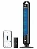 DREO Smart Turmventilator fürs Schlafzimmer, leiser Standventilator mit 28 dB, Luftreichweite bis 8,8 m, 4 Stufen & 3 Modi, 8 Std.-Timer, App, Alexa & Google, 90° Oszillation, für Zuhause/Büro
