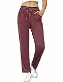 iClosam Jogginghose Baumwolle Damen Lang Freizeithose Sporthose Frauen Yoga Hosen Trainingshose Fitnesshose Sweathose Loose Fit mit Taschen und Verstellbarem Kordelzug