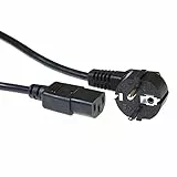 ACT Kaltgerätekabel 1.5m, C13 Kabel, PC Stromkabel, CEE 7/7 auf C13 3 Pin – Schutzkontakt gewinkelt - AK5012 Schwarz