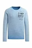 Camp David Herren Pullover Inside Oil Dyed mit Logo Print Electric Sky, 4XL