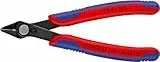 KNIPEX Electronic Super Knips, Elektronik-Seitenschneider für weiche Drähte und Lichtwellenleiter LWL, Rostschutz brüniert, 125 mm, 78 61 125, Rot/blau