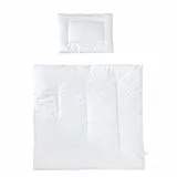 roba Kindersteppbett - Baby Bettdecke 80 x 80 cm + Kissen 40 x 35 cm - Set für Kinder - 4 Jahreszeiten / Ganzjährig - Weiß