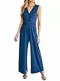 CUPSHE Damen Jumpsuit V-Ausschnitt Ärmellos Overall Kreuzwickel Loses Bein Sommer Strand Elegant Playsuit