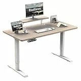 Radlove Schreibtisch Höhenverstellbar Elektrisch, Stehschreibtisch mit 4 Memory-Steuerung und Anti-Kollisions Technologie (Eiche+Monitorablage, 76 x 140 cm)
