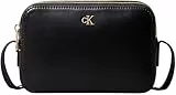 Calvin Klein Damen Umhängetasche Camera Bag mit Logo, Schwarz (Black / Antique Light Gold), Einheitsgröße