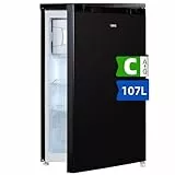 CHIQ CTT107BC Kühlschrank Klein 107 Liter, Tiefkühlschrank, |Mikro-Gefrierfach, Vario Box| 87 kWh/Jahr, Höhe 84cm, Tiefe 55cm| Geräuscharm, Schwarz, 2025