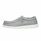Hey Dude Wally Canvas Herren - Slip on Schuhe - Mokassin Stil, Light Grey, 42