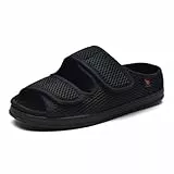 Fudaolee Sandalen Herren Rehaschuhe Klettverschluss Verbandsschuhe Damen Orthopädische Hausschuhe Weit Diabetiker Schuhe Unisex-Erwachsene Gesundheitsschuhe Therapieschuhe Schwarz Etikett 43 = EU 42