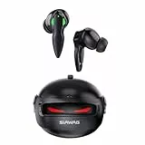 SIAWAG Wireless Earbuds Bluetooth 5.4 Kopfhörer, 35H Stereo Deep Bass In-Ear Buds mit ENC Call Noise Cool Gaming Bluetooth Kopfhörer mit 25ms, IP5 Dual Mode Kopfhörer für Gaming Sport Workout, Schwarz