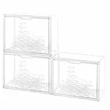 GUDEMAY Stapelbare Acryl Vitrine mit Podest, Staubdichte Display Case, Transparente Aufbewahrungsbox Schaukasten für Actionfiguren, Lego, Popmart, Funko Pop & Blind Box Sammlerstücke (3er-Set)