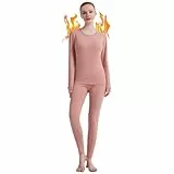 Fomolom Thermounterwäsche Damen einfarbig ultraweich Lange Thermo Unterhose Skiunterwäsche Warme Thermowäsche Set