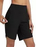 baleaf Damen 9' Badeshorts lang Schwimmen Boardshorts Reißverschlusstaschen Badehose Schnell Trocknend Schwimmhose UPF50+ UVA Bermudashorts Knielang Schwarz L