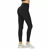 DDOBB Leggings Damen High Waist Sportleggins Lang Schwarz Leggins Blickdicht Bauchweg Sporthose Elastisch Yogahose Gym Festival Outfit(#02-Schwarz, (DE34-40)=S-M)