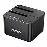 FIDECO HDD Docking Station, Dockingstation für Festplatten, USB 3.0 für 2,5 und 3,5 Zoll SATA HDD/SSD, Dual Bay, unterstützt Offline-Klone
