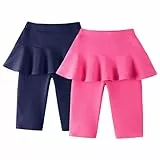 LOLANTA Mädchen Knielange Leggings mit Rock, Sommer Flare Rocked Shorts, Schulsport Carpi für Kinder, 2 Pack, Marineblau+Rosa, 4-5 Jahre, 110