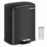 SONGMICS Mülleimer Küche, 20 Liter Abfalleimer mit Pedal, Tretmülleimer, Softclose, Offenhaltefunktion, mit Inneneimer, mit 15 Müllbeuteln, tintenschwarz LTB543B01