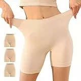 YouShow Radlerhose Damen Kurz 3er Pack Unterhosen Unter Kleid Rock Anti Scheuern Boxershorts Kurz Leggings mit Kurz Bein Beige XL