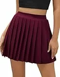 DRESSTELLS Plisseerock Damen Tennisrock Knielang Minirock High Waist Gothic Rock Kurz Sommerrock Elegant Y2K Pleated Skirt Faltenrock Burgundy M