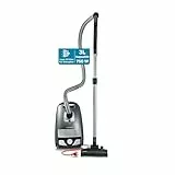 SEVERIN Bodenstaubsauger mit Beutel S'POWER, leistungsstarker & leiser Staubsauger mit 360° Rollen, HEPA 13 Filter, Zubehör für Parkett & Teppich, platingrau - granatrot, BC 7045