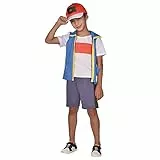 Amscan - Kinderkostüm Ash aus Pokemon, Oberteil, kurze Hose, Basecap, Motto-Party, Karneval