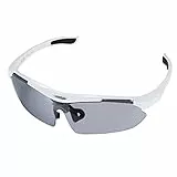 Aroncent Polarisiert Sonnenbrille mit weißem Rahmen, Outdoor Sport Brille Radbrille für Skilaufen Golf Radfahren Laufen Angeln Baseball