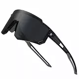 DUCO Polarisierte Sport Sonnenbrille für Herren Damen UV400 Schutz Baseball Radfahren Laufen Fischen Sonnenbrille DC0068 (Schwarz Rahmen Grau Tempel Grau Linse)