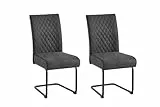 byLIVING Esszimmerstuhl Maria / 2er Set/XXL bis 150 kg/Bezug Stoff anthrazit/Sitz mit Federkern/Gestell Metall schwarz/Küchenstuhl mit Griff/Esszimmerstuhl/B 45, H 95, T 60 cm