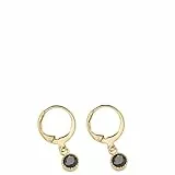 JEWELS BY LEONARDO Ohrhänger Ciao Lola 1 Paar • Ohr-Ringe aus goldfarbenem Edelstahl • beweglicher schwarzer Glaskristall eingefasst mit ziselierten Rand • Schmuck Geschenk für Frauen • 018783