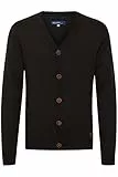 Blend BHLennard Herren Strickjacke Cardigan Feinstrick mit V-Ausschnitt Knopfleiste Baumwollmischung Regular fit, Größe:2XL, Farbe:Black (70155)