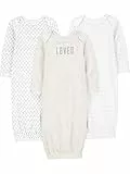 Simple Joys by Carter's Baby Mädchen 3-Pack Neutral Cotton Sleeper Gown Infant-and-Toddler-Nightgowns, Grau/Weiß, 0-3 Monate (3er Pack)