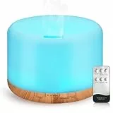 WD&CD Aroma Diffuser, 1000ML Ultraschall Luftbefeuchter Aromatherapie Öle Diffusor, Aroma Diffuser für Duftöle mit 7 Farben LED für Zuhause Büro Oder Yoga - Leichte Holzmaserung