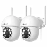 ANRAN 2K Überwachungskamera Aussen WLAN,24/7 Aufzeichnung,360° PTZ Kamera Outdoor mit Automatischer Verfolgung,2,4 & 5 GHz,20m Farbnachtsicht mit Flutlicht,2-Wege-Audio,Alexa Kompatibel,IP66,2pcs