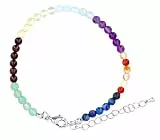 Taddart Minerals – Buntes Fußkettchen aus diversen natürlichen Chakra Edelsteinen mit 4 mm Kugeln und einer Verlängerung – handgefertigt