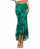 SEBOWEL Figurbetontes, langes Rockkleid für Damen, Grün , XX-Large