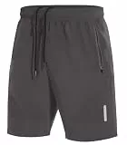 SIHOHAN Kurze Hosen Herren Sporthose Schnelltrocknend Sportbekleidung Jogginghose Sport Shorts mit Reißverschlusstasch Geeignet für Verschiedene Freizeit und Sport Gelegenheiten(Grau,S)