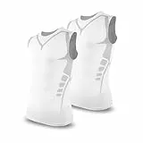 SLIMBELLE 2er Pack Herren Kompressionsshirt Sports Tank Top Ärmelloses Funktionsshirt Laufshirt Unterhemd mit Rundhals-Ausschnitt