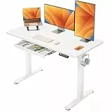 ErGear Höhenverstellbarer Schreibtisch 120 x 60 cm, Elektrischer Schreibtisch Höhenverstellbar mit Schublade & 4 Speicher-Smartpanel, T-Fuß Design für Stabilität, Tischplatte in Mehreren Abschnitten