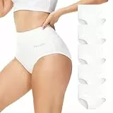 Momoshe Bauchweg Unterhose Damen Unterhosen Frauen Sport Slips Pantys High Waisted Stretch Atmungsaktiv Tanga Menstruationsunterwäsche Weiß 5er Pack S