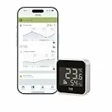 Eve Weather (Matter) – Smarte Wetterstation, Temperatur, Luftfeuchtigkeit, Wettertrend, IPX4-Wasserbeständigkeit, kabellos, Google/Alexa/Siri-Sprachzugriff, Thread Border Router erforderlich, Schwarz